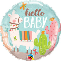 18 inch Hello Baby Llama Foil Balloons with Helium