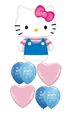 Hello Kitty Blue Summer Birthday Balloon Bouquet with Helium Weight