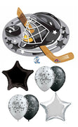 Hockey Mask Stick Birthday Balloons Bouquet with Helium Weight