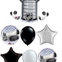 Hockey Stanley Cup Stick Puck Balloon Bouquet with Helium and Weight