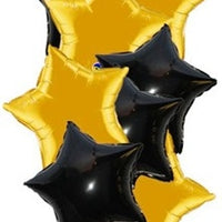 Solid Colour Hollywood Gold Black Stars Balloons Bouquet of 8