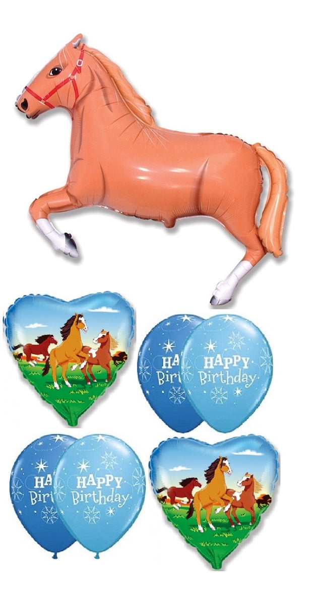 Tan Horse Birthday Balloons Bouquet