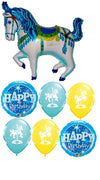 Circus Blue Carousel Horse Birthday Balloon Bouquet