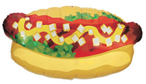 Hot Dog Balloon with Helium and Weight