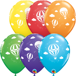 11 inch Hot Air Balloon Rainbow Balloons with Helium and Hi Float