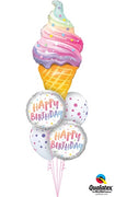 Ice Cream Cone Rainbow Swirls Dots Birthday Balloon Bouquet