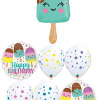 Ice Cream Dots Birthday Balloon Bouquet with Helium and Weight