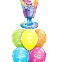 Ice Cream Sundae Birthday Balloon Bouquet with Helium Weight