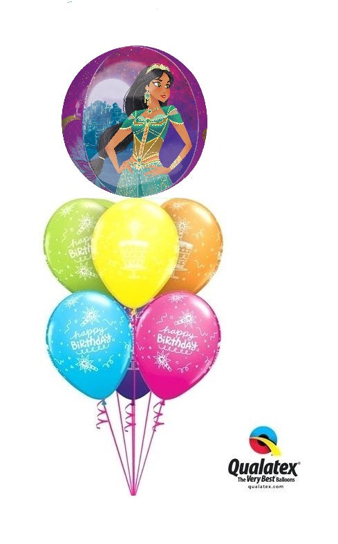 Disney Princess Jasmine Orbz Birthday Balloon Bouquet