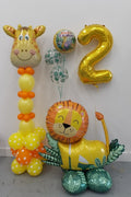 Jungle Animals Giraffe Lion Pick and Age Gold Number Birthday Balloons