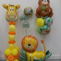 Jungle Animals Giraffe Sloth Lion Airloonz Birthday Balloon Package