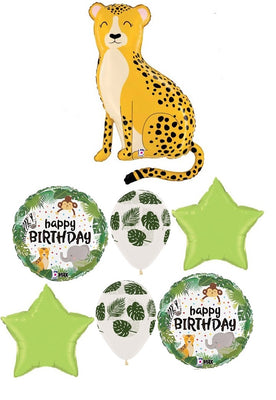 Jungle Animals Cheetah Happy Birthday Balloon Bouquet