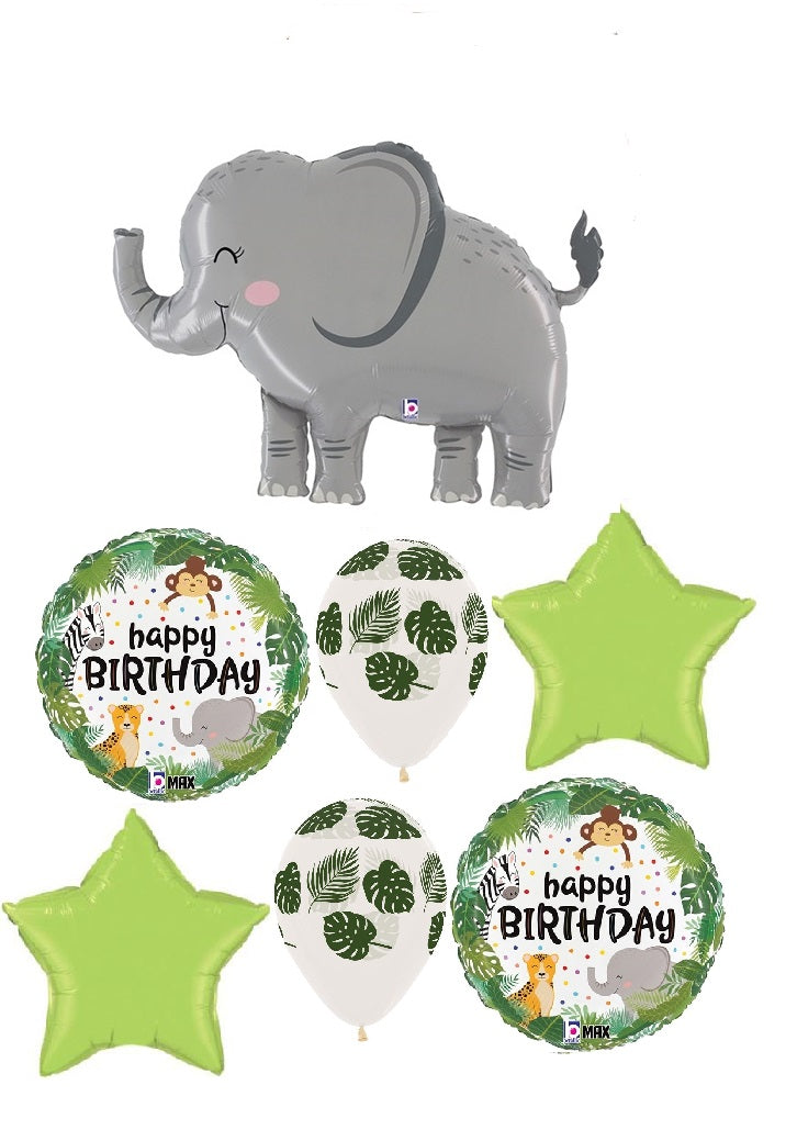 Jungle Animals Elephant Happy Birthday Balloon Bouquet