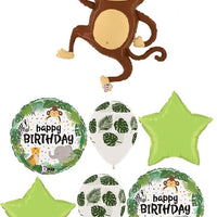 Jungle Animals Monkey Happy Birthday Balloon Bouquet Helium and Weight
