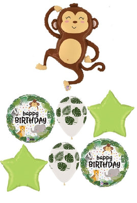 Jungle Animals Monkey Happy Birthday Balloon Bouquet