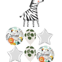 Jungle Animals Wild Zebra Birthday Balloon Bouquet