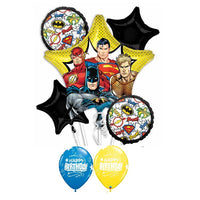 Justice League Birthday Balloon Bouquet with Helium and Weight