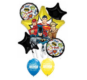 Justice League Birthday Balloon Bouquet with Helium and Weight