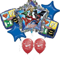 Justice League Star Happy Birthday Balloon Bouquet with Helium Weight