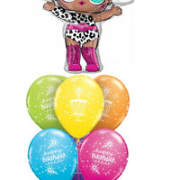 LOL Surprise Diva Birthday Cake Balloon Bouquet with Helium and Weight