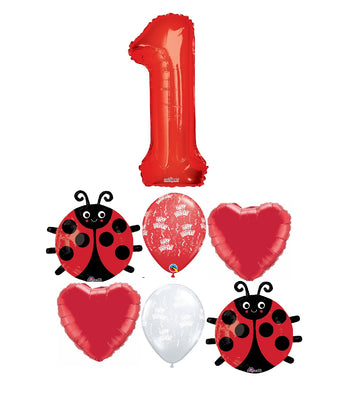 Ladybug Birthday Pick An Age Red Number Balloon Bouquet