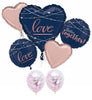 Love Navy and Rose Gold Confetti Balloons Bouquet