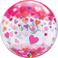 22 inch Love You Pink Lavender Hearts Bubbles Balloons