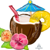 Hawaiian Luau Pina Colada Tropical Drink Balloon with Helium and Weight