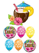 Hawaiian Luau Hibiscus Coconut Pina Tropical Alcohol Drink  Balloons Bouquet
