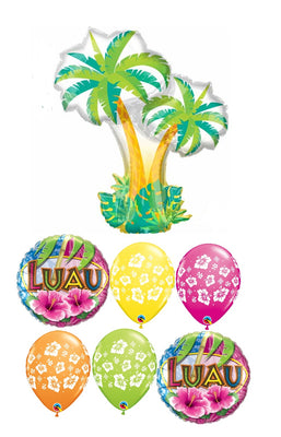 Hawaiian Luau Tropical Palm Trees Balloons Bouquet