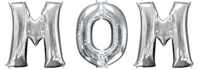 Jumbo Silver Letters Mom Foil Balloons with Helium and Weight