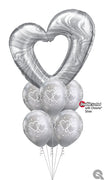 Open Heart Marble Silver Balloon Bouquet