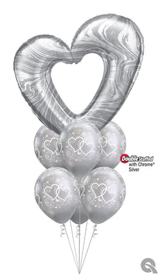 Open Heart Marble Silver Balloon Bouquet