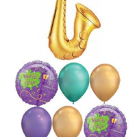 Mardi Gras Saxophone Bourbon Street Balloon Bouquet with Helium  Weight