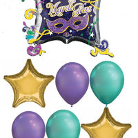 Mardi Gras Frame Balloon Bouquet with Helium and Weight