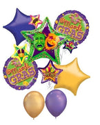 Mardi Gras Masquerade Stars Balloon Bouquet with Helium and Weight