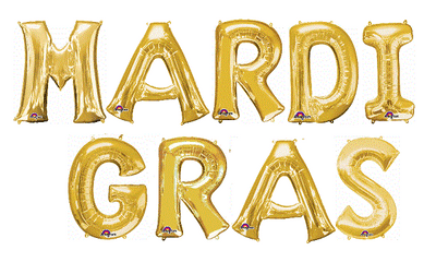 16 inch Gold Mardi Gras Letter Balloons Air Filled Only