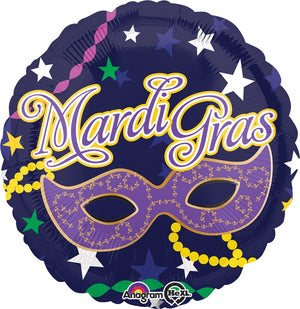 18 inch Mardi Gras Mask Holographic Balloons with Helium