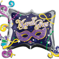 Mardi Gras Frame Balloon with Helium and Weight