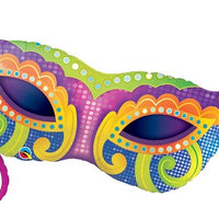 Mardi Gras Mask Foil Balloon with Helium and Weight