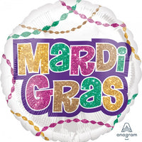 18 inch Mardi Gras Beads Foil Balloons with Helium