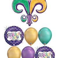 Mardi Gras Fleur de Lis Balloon Bouquet with Helium Weight