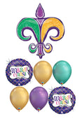 Mardi Gras Fleur de Lis Balloon Bouquet with Helium Weight