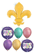 Mardi Gras Gold Fleur de Lis Balloon Bouquet