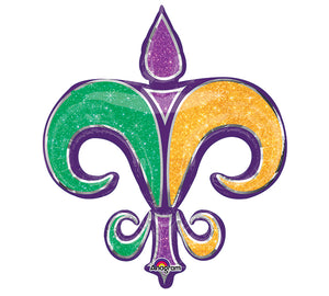 Mardi Gras Fleur de Lis Balloon with Helium and Weight