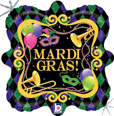 18 inch Mardi Gras Party Holographic Balloons