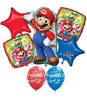 Mario Brothers Happy Birthday Balloon Bouquet with Helium and Weight