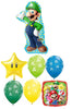 Mario Brothers Luigi Star Birthday Balloon Bouquet with Helium Weight