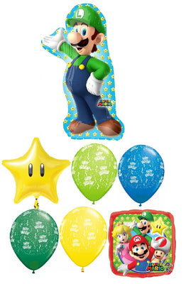 Mario Brothers Luigi Star Birthday Balloon Bouquet
