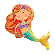 Mermaid Glitter Shape Foil Balloon with Helium and Weight